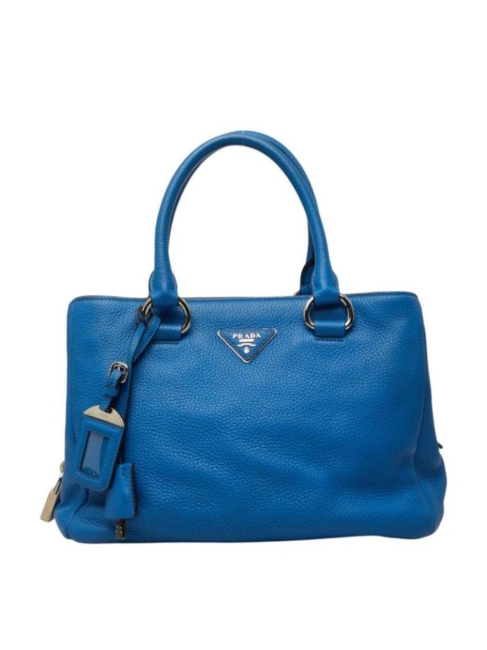 Prada Vitello Daino Tote Bag Blue Leather